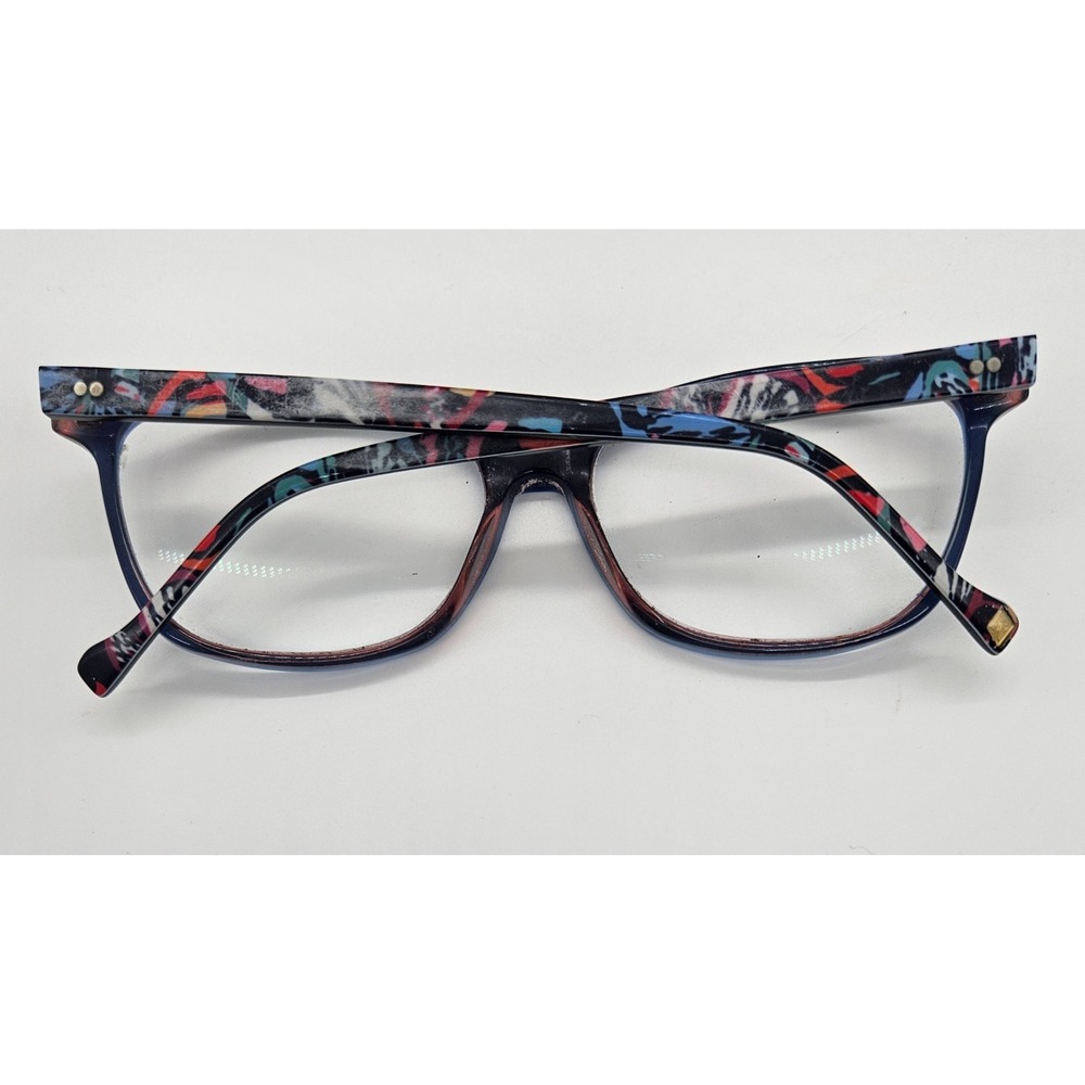 Vera Bradley Eyeglasses Frames Blue Floral Patterned Arms Womens Optical Glasses - Picture 7 of 8